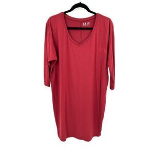 ABLE Maroon Red V-Neck Dolman Sleeve Pima Cotton Modal Lagenlook Dress Small